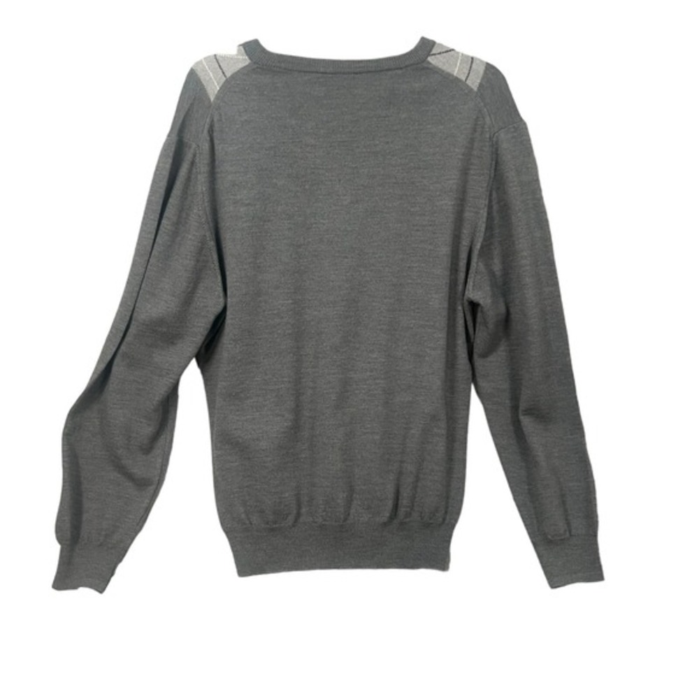 Mario Gilberti Argyle Sweater‎ Mens L Grey Navy Merino Wool V-Neck Made in Italy - Picture 4 of 12